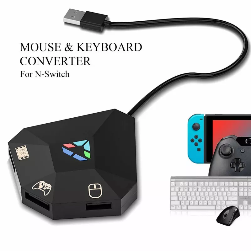 Gaming-toetsenbord- en muisadapter voor gameconsoles, toetsenbord- en muisadapter compatibel met Nintendo Switch, met PS4, PS3, Xbox One, Xbox 360