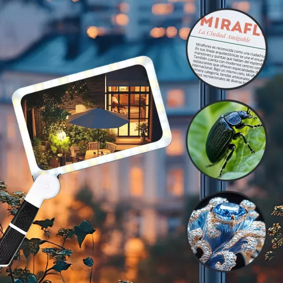 NZQXJXZ 5 x groot vergrootglas met licht, oplaadbare handsfree vergrootglazen met flexibele zwanenhals, 25 x 10 cm ultraheldere lens, perfect voor lezen, repareren, naaien, slechtziende senioren